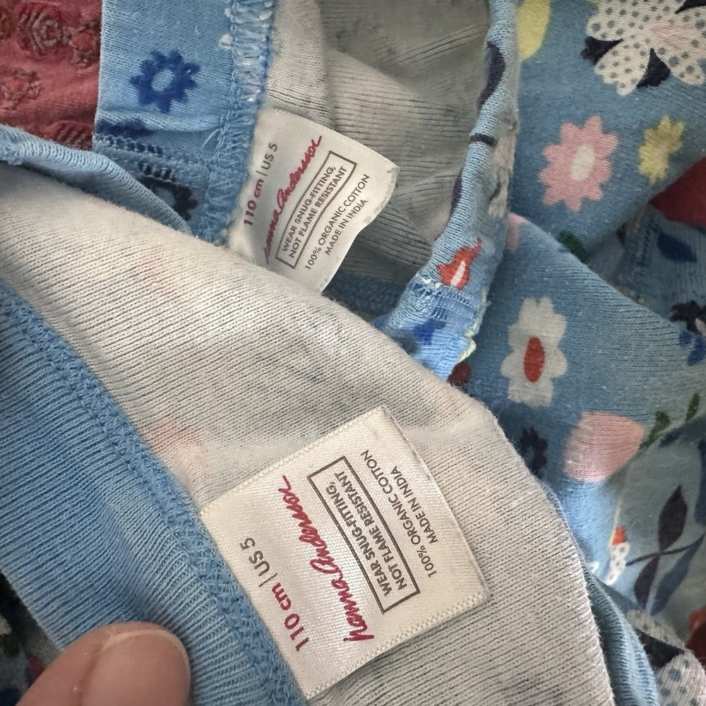 Hanna Andersson Size 5 T Floral Short Sleeve Pajama Set Blue Easter Organic cott - Picture 6 of 6